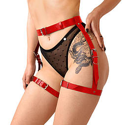Сексуальні гартери Art of Sex — Gwen з натуральної шкіри, розмір XS-2XL, колір червоний 777Store.com.ua
