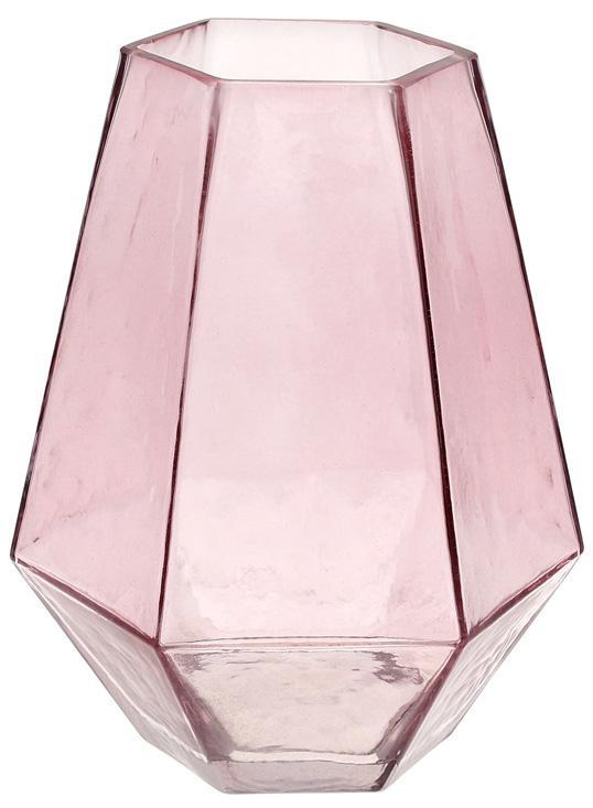 Ваза декоративна Ancient Glass "Вінченцо" 21х17см buuba , скло, рожевий, фото 1