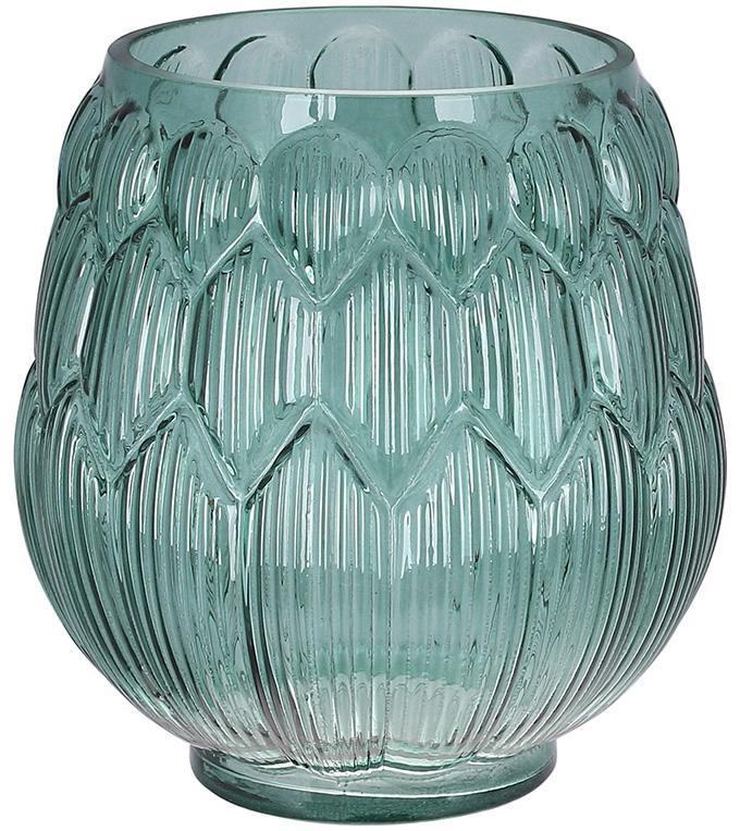 Ваза декоративна Ancient Glass Артишок Ø18х20см buuba , зелене скло, фото 1