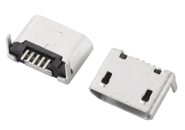 Роз'єм microUSB (Тип 47) B 5Pin SMT у проріз на платі без спідниці