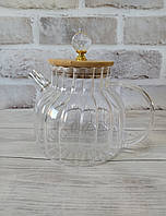 Заварочный стеклянный чайник для плиты 1л Amber Crystal