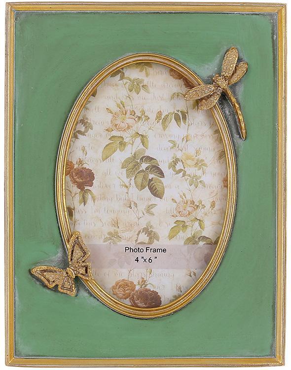 Фоторамка Tudor "Стрекоза" для фото 10х15см greenpharm  (зелений із золотом), фото 1