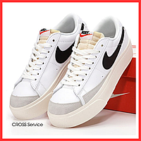 Кроссовки женские и мужские Nike Blazer low Platform White / Найк Блейзер низкие белые