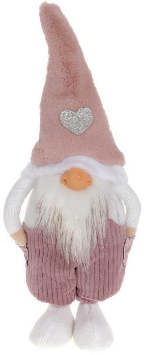 Іграшка м'яка «Гном із серцем на ковпаку» 16х11х40см greenpharm , рожево-ліловий, фото 1