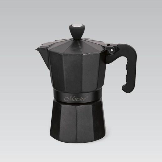 Кавоварка гейзерна алюмінієва Maestro MR-1666-9-BLACK для кави, Кавоварка 450 мл на 9 чашок