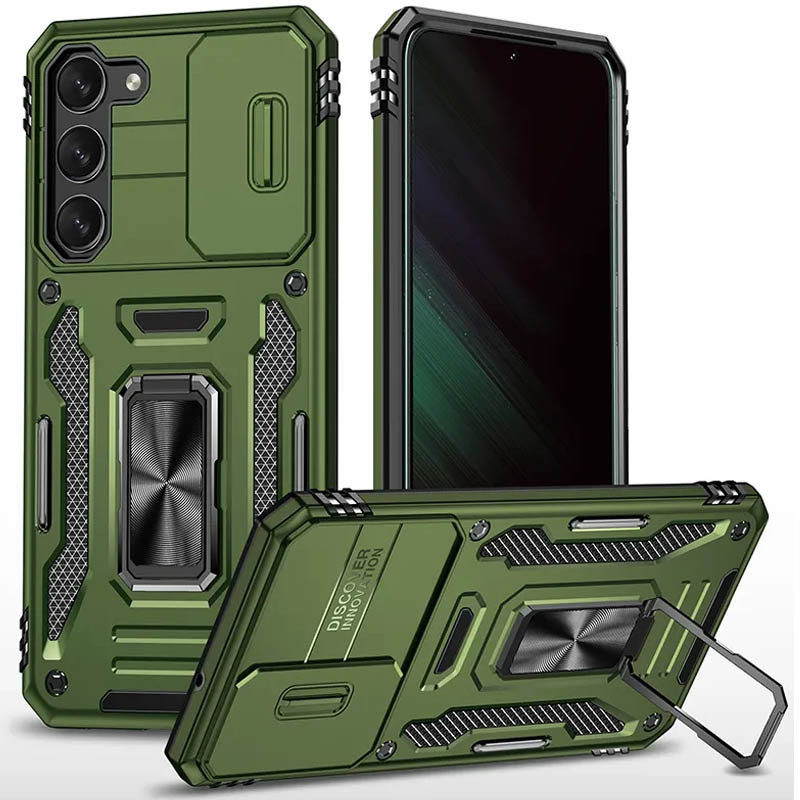 Ударостійкий чохол Camshield Army Ring для Samsung Galaxy S21+ Оливковий / Army Green, фото 1