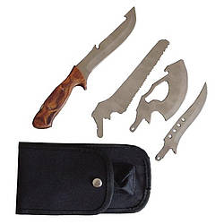Ніж мисливський туристичний набір 4 в 1 повсякденний для виживання зі змінними лезами пила сокира
