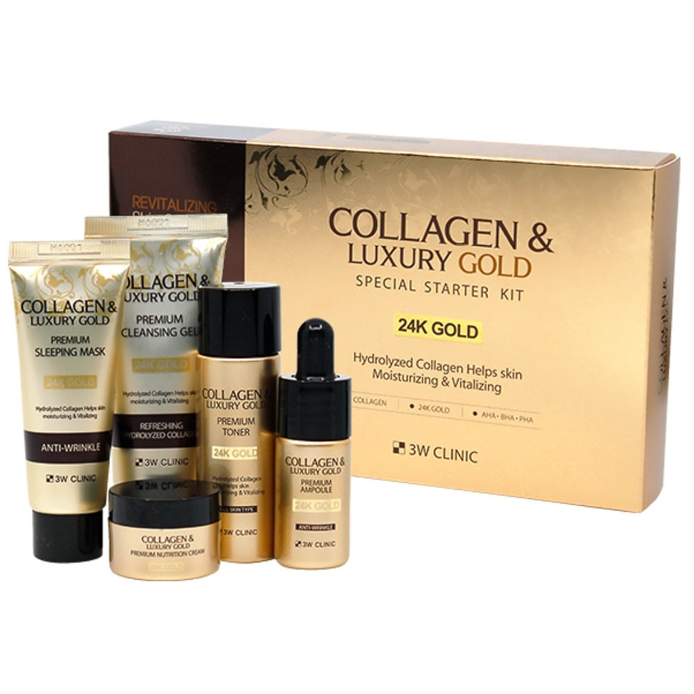 Набір косметики з колагеном і золотом 3W Clinic Collagen Luxury Gold Special Starter Kit