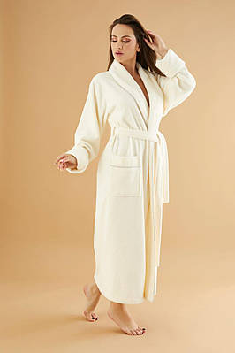 Турецький Махровий Жіночий Халат Nusa 6895 - Кремовий