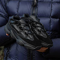 Кроссовки мужские зимние Adidas Yeezy Boost 500 Black натуральная кожа замша, внутри термо. код IN-1562
