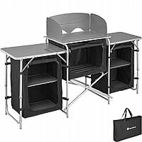Розкладна туристична кухня Tectake чорна 164,5 см x 104 см x 52 см