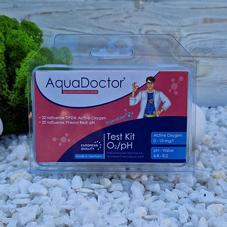 Таблеточний тестер для перевірки активного кисню та рівня pH у басейні Aquadoctor Mini pH та O2 | Німеччина, фото 1