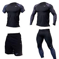 Компрессионный костюм оптом Nike 4в1 : Рашгард, шорты, леггинсы, футболка, Комплект компрессионный