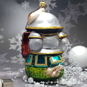 Скляна ялинкова іграшка сова рыцарь бирюза Polskie zabawki, фото 2