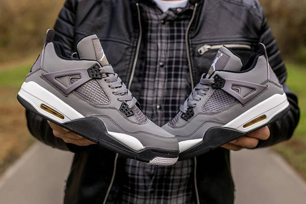 Grey jordan 4 suede hot sale