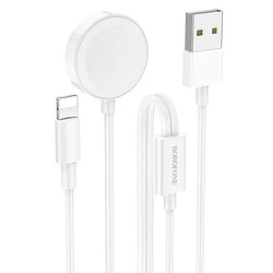 Бездротовий зарядний пристрій BOROFONE BQ22 2-in-1 + Lightning Білий