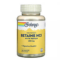 Бетаин HCl + пепсин (HCL with Pepsin) 650 мг 100 капсул SOR-04814