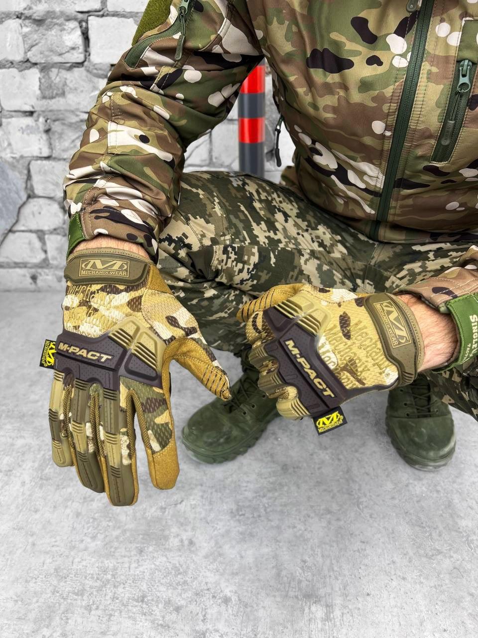 Тактические перчатки M-Pact Mechanix Wear Мультикам Койот, Демисезонные военные перчатки - фото 10 - id-p1996844304