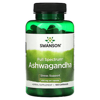 Ашваганда 450 мг Swanson Ashwagandha антистрес для нервової системи 100 капсул
