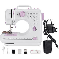 Швейна машинка з педаллю та оверлоком, на батарейках, FHSM 505 / Портативна міні швейна машинка для дому