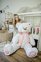 Білий великий плюшовий ведмедик "Тоша I love you", висота 180 см, Варіант подарунку дівчині