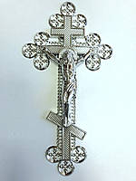 Крест "Ажурный" с распятием - металлизация серебро