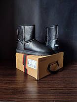 Уггі ЧОРНІ високі (h=20 см) шкіряні класичні унісекс натуральна шкіра зима, фото 4