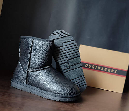 Уггі ЧОРНІ високі (h=20 см) шкіряні класичні унісекс натуральна шкіра зима, фото 1