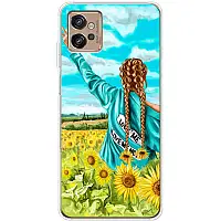 Чохол Силіконовий з Картинкою на Motorola G32 (Патріотичний, Дівчинка Українка)