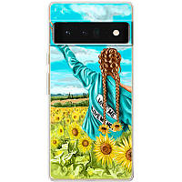 Чохол Силіконовий з Картинкою на Google Pixel 6 Pro (Патріотичний, Дівчинка Українка)