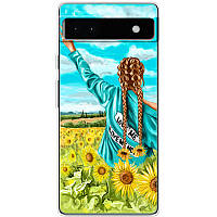 Чохол Силіконовий з Картинкою на Google Pixel 6A (Патріотичний, Дівчинка Українка)