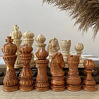 Эксклюзивные шахматные фигуры "Elegant Classic" из древесины клена. Резьба по дереву. Ручная работа. Без доски