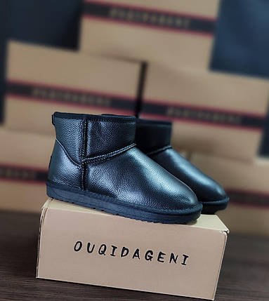 Уггі ЧОРНІ низькі шкіряні класичні унісекс натуральна шкіра зима, фото 1