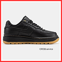 Кроссовки мужские и женские Nike Air Force 1 Lux Black Gum / кеды Найк аир Форс 1 черные низкие