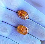 Сережки з золотими вставками камені бурштинового кольору, фото 2