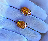 Сережки з золотими вставками камені бурштинового кольору, фото 4