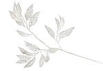 Декоративна новорічна гілка з листям в глітері перламутр кремовий 66 см BonaDi