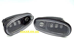 LED Daewoo Lanos Sens білий з ДХО Cartoy Фари протитуманні світлодіодні метал Деу Ланос, Сенс