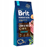 Brit Premium Adult Sensitive Lamb & Rice, 15 кг. Корм для собак с чувствительным пищеварением.