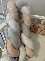 Бортик-коса в детскую кровать ТМ MSonya 1.2 м (белый/светло серый/персик) топ