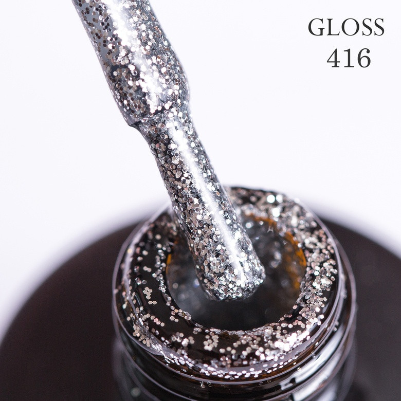 Гель-лак GLOSS 416 сріблястий з мікроблиском, 11 мл