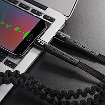 Кабель USB Micro USB HOCO U78 Cotton treasure elastic 2.4A 1.2m (плоский,тканинний) Black, фото 4