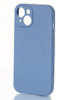 Чехол для iPhone 15 Plus Silicone Case with MagSafe серо-синий