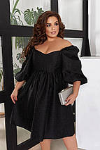 Гарне плаття з жакарду короткі рукави по коліно розміри батал, фото 4