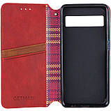 Шкіряний чохол книжка GETMAN Cubic (PU) для Google Pixel 7 | Червоний, фото 3