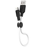 Кабель Usb Micro USB HOCO X21 Plus Silicone 2.4A 0.25m (круглий) Black / white, фото 3