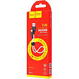 Кабель Usb Micro USB HOCO X21 Plus Silicone 2.4A 0.25m (круглий) Black / white, фото 4
