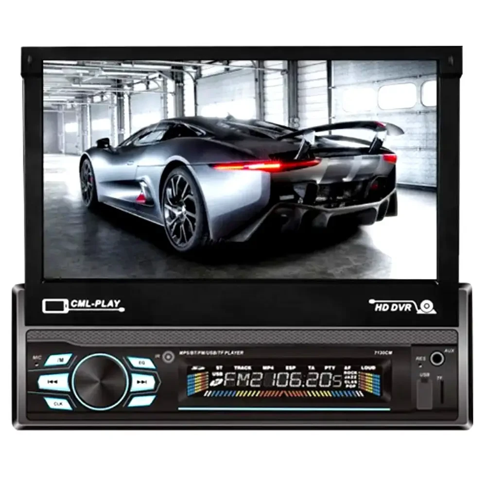 Автомагнітола 1DIN з висувним екраном, магнітола з виїзним сенсорним монітором, USB, Bluetooth, фото 1