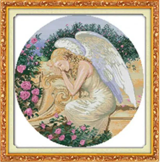 Набір для вишивання за нанесеною на канву схемою "Sleeping angel". AIDA 14CT printed, 48*48 см
