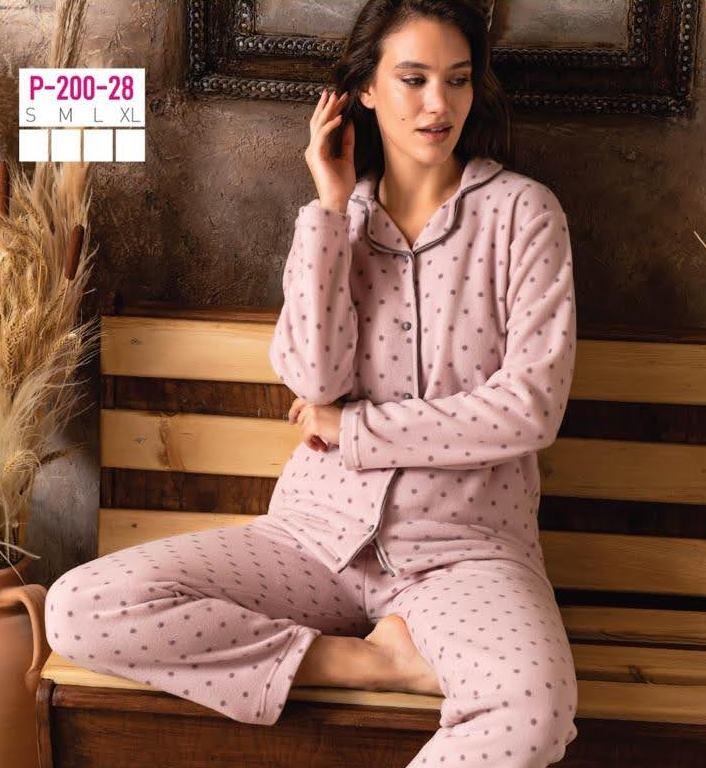 Піжама женская «Sude» в горошок на гудзиках (з S по XL), фото 1